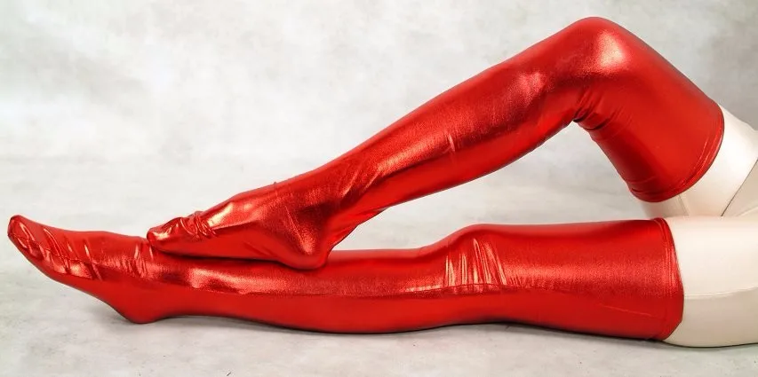 Cosplay&ware Woman Pink Shiny Metallic Sexy Thigh High Socks Fetish Unisex Zentai Suit Classic Halloween Costumes -Zentai shop online
