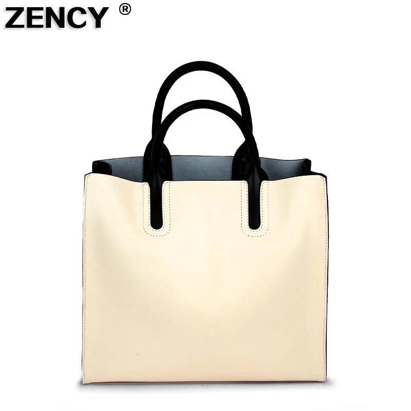 ZENCY модные женские сумки-тоут от известного бренда, сумки для покупок, женские сумки из натуральной кожи, второй слой, коровья кожа, сумка через плечо
