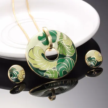 

R&X Fashion Enamel Jewelry Gift Party Mariage Joyas Necklace/earrings Shinning Collier New Set Anniversary Women Bridal Dubai 22