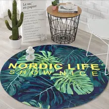 Нордическая жизнь пальмовых листьев фланель кухня ванная комната противоскользящие круглые коврики домашний Вход Круглый Пол Ковер двери коврики tapis украшения