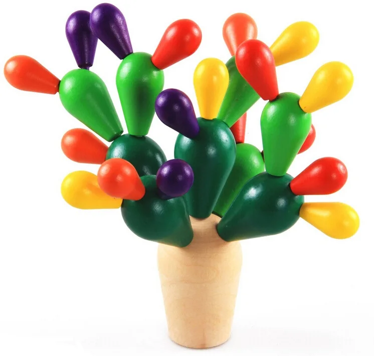 

Montessori educational Wood cactus Toys blocks children wooden educational toys patchwork toy W084