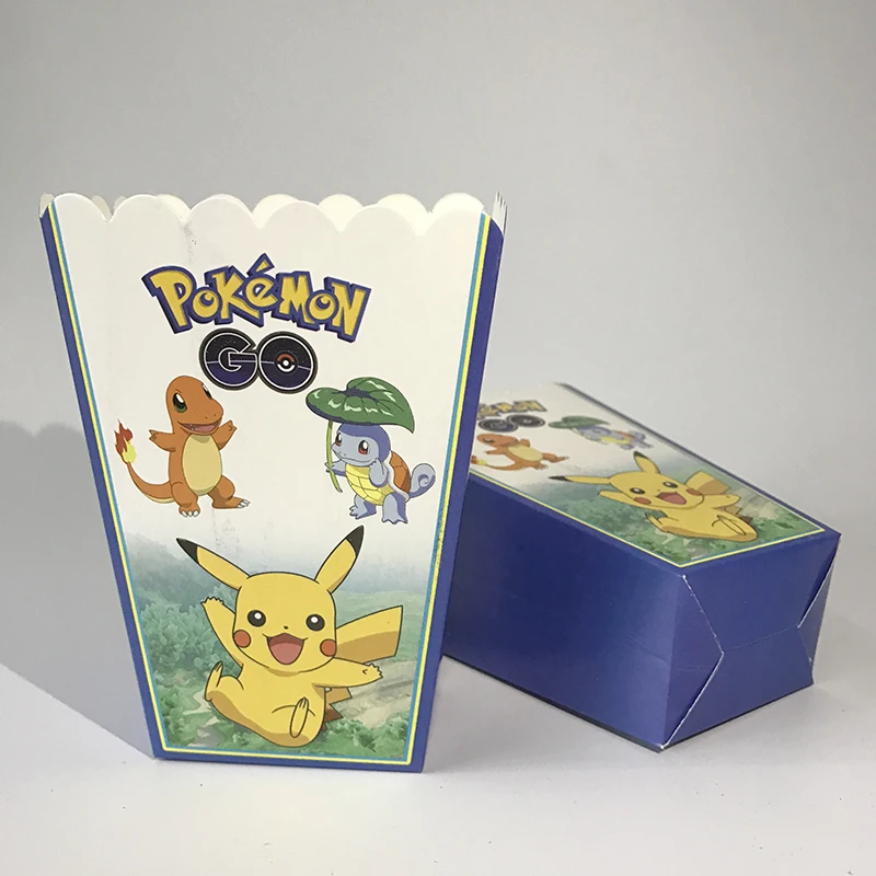 

12pcs Pokemon Go Kids Birthday Party Supplies Candy Package Popcorn Box Case Gift Box Party Favors Baby Shower Accessories