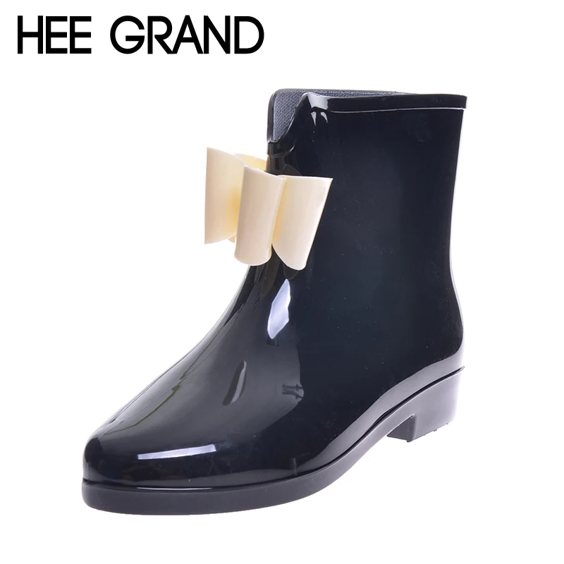 HEE GRAND/модные короткие резиновые сапоги с бантом на плоской резиновой подошве