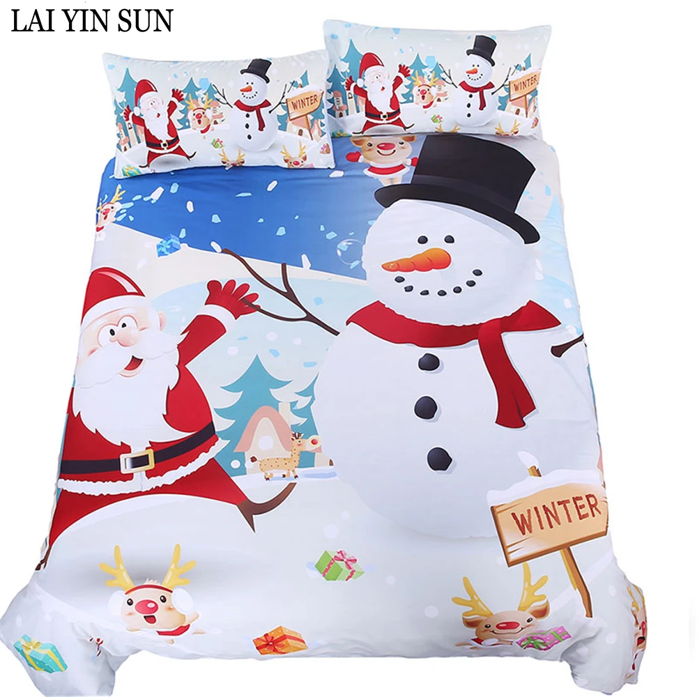 Lai Yin Sun Duvet Cover With Pillowcase Bedding Set Queen Size Bed Set Quilt Cover Christmas gift Snow man 3pcs Lai Yin Sun Duvet Cover With Pillowcase Bedding Set Queen Size Bed Set Quilt Cover Christmas gift Snow man 3pcs