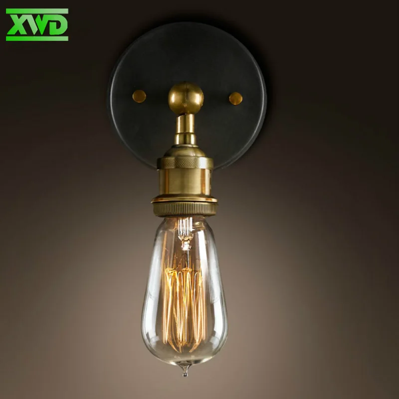 Vintage Single Iron E27 Lamp Holder Wall Lamp Industry Club Dining Hall Foyer Shop American Lighting