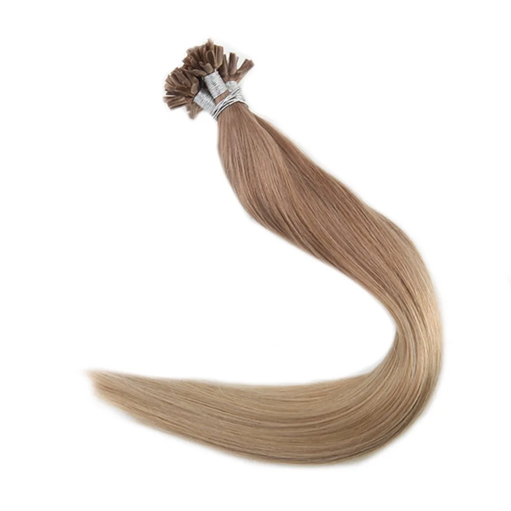 Full Shine Nail Tip U Tip Hair Extensions Color#12 Light ...