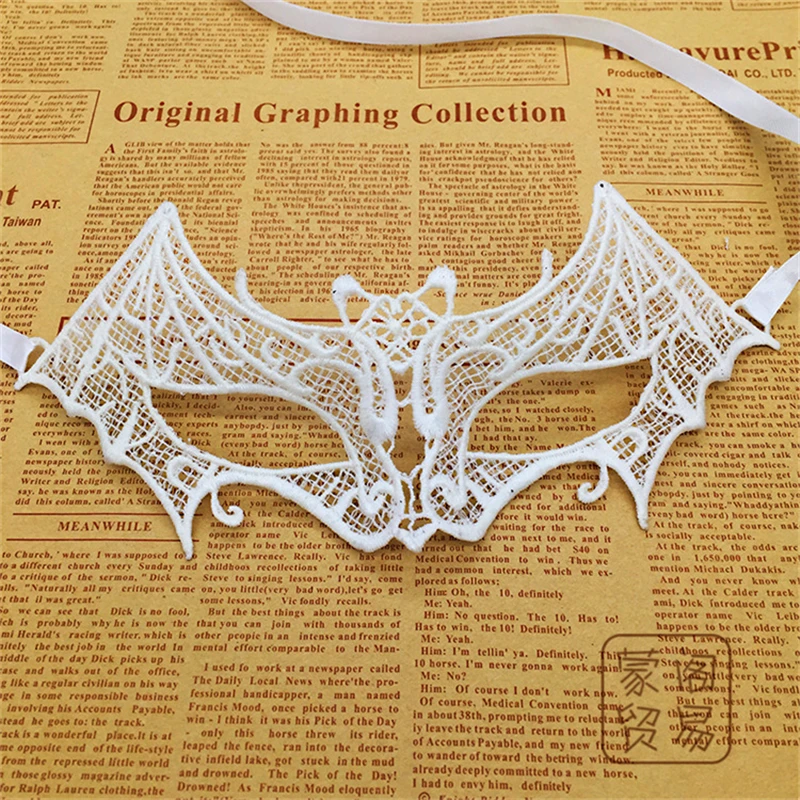 

1Pcs Women Sexy White bat Lace Eye Mask Party Masks For Masquerade Halloween Venetian Costumes Carnival Mask For Anonymous