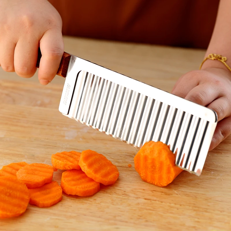 Wooden Handle Ripple Stainless Steel Kitchen Chef Santoku Knife