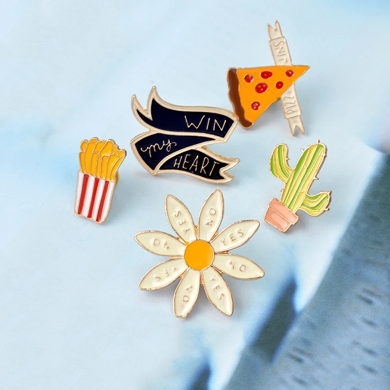 5-pcs-set-Flower-Cactus-PIZZA-French-Fries-Ribbon-Win-My-Heart-Metal-Brooch-Pin-Denim(5)