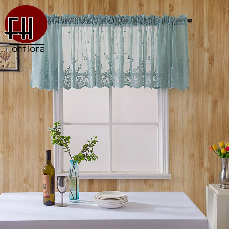 Cortinas cortas de tul encaje para cocina, persianas modernas bordadas transparentes para sala de estar, decoración del hogar, tratamientos de ventana|Cortinas| - AliExpress