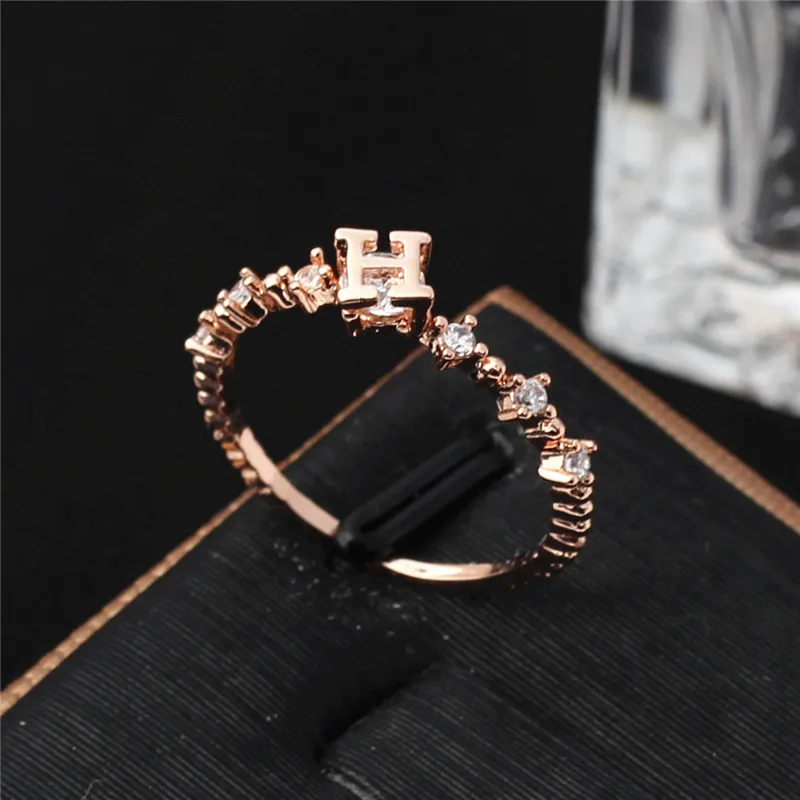 

Unique Design H Shape Rings With Pave Setting Cubic Zirconia Stone Trendy Women Rings Jewelry CRI1058