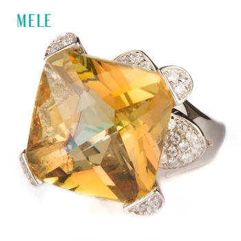 

mystic quarts and natural smoky quarts silver ring, square 18X18 , fashion style for ladies