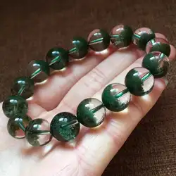 Высокое качество натуральный зеленый фантомный кварц кристально чистый богатые круглые бусины стрейч 12,5 мм для женщин и мужчин браслет