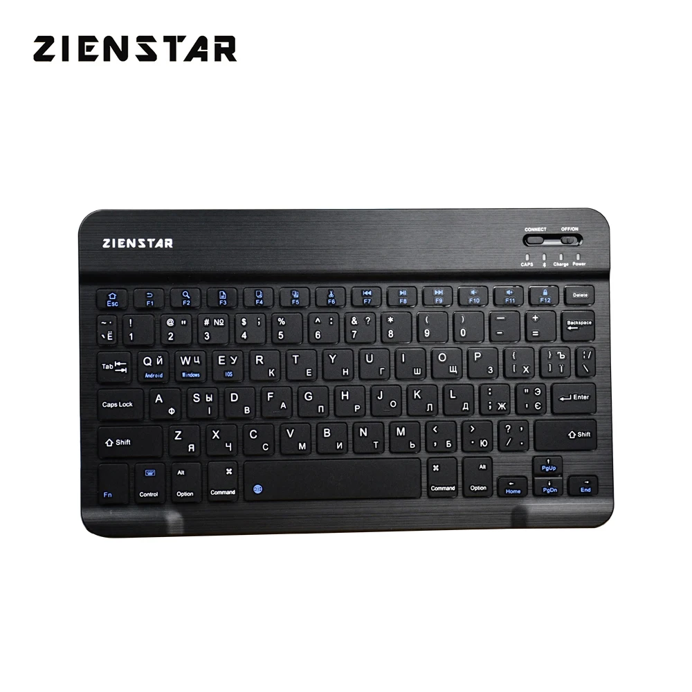 Pаспродажа Zienstar русская Беспроводная клавиатура Bluetooth 3,0 для IPAD, MACBOOK, ноутбука, tv BOX компьютера ПК, планшета с перезаряжаемой батареей