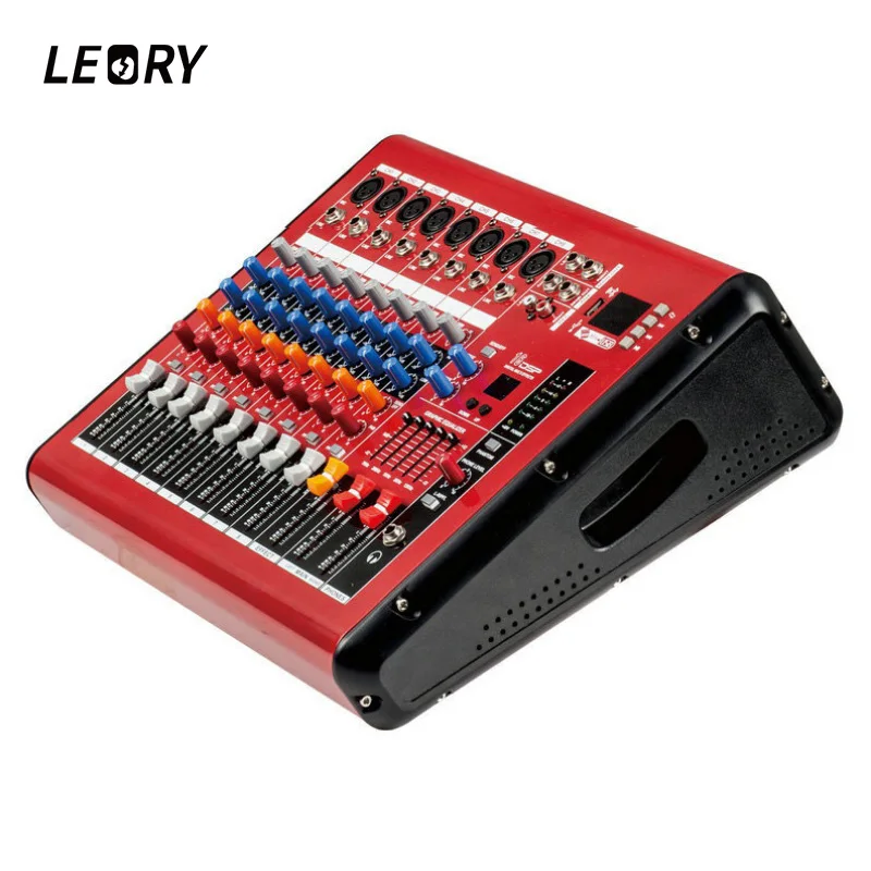 

LEORY Professional 8Channel DJ Mixer Controller With bluetooth USB Built-in 48V Phantom Power Karaoke Audio Sound Mixing Console