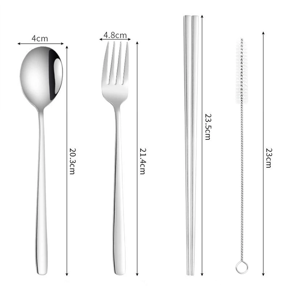 Портативный дорожный набор Dinneware из нержавеющей стали многоразовый набор столовых приборов Ложка Вилка палочки для еды металлическая соломинка сумка для переноски
