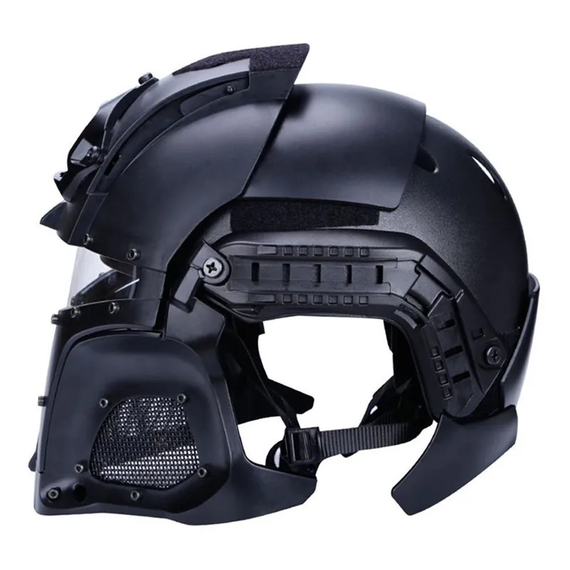 Outdoor WST Helmet Airsoft Paintball CF Game Face Mask Tactical Protective Helmet Military Bicycle Helmet Full Fcae Mask Iron