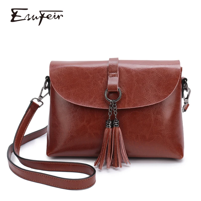New Arrival Genuine Leather Female Shoulder Bag Tassel Women Cross body Bag 2019 Fashion Messenger Bag Small Flap Bags for Lady