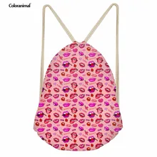 Coloranimal модные 3D Красный Средства ухода за губами печати шнурок Сумки для Обувь для девочек дамы путешествия торговый Сумки на плечо Детская школа Книга Сумки