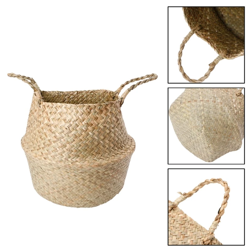 

Foldable Rattan Basket Laundry Storage Hamper Woven Stand Hanging Home Storage Kit