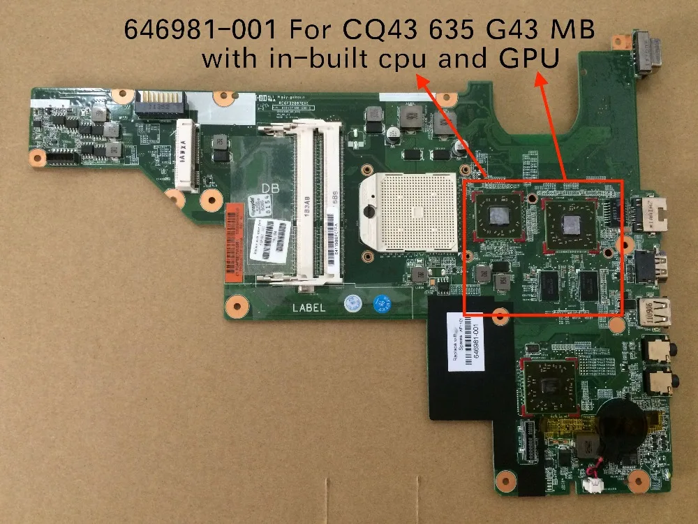 Бесплатная доставка почти новая материнская плата для ноутбука HP CQ43 635 G43 с