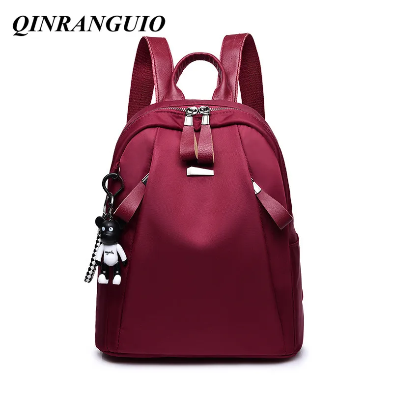 

QINRANGUIO Backpack Women Nylon School Bags for Teenage Girls Preppy Style Women Backpack Large Capacity School Backpack
