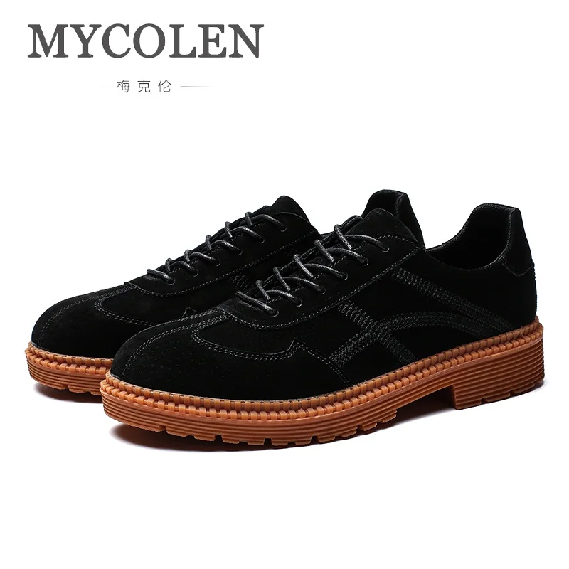 

MYCOLEN 2018 Leather Casual Men Shoes High Quality Fashion Men Flats Round Toe Comfortable Office Men Dress Shoes Herren Schuhe