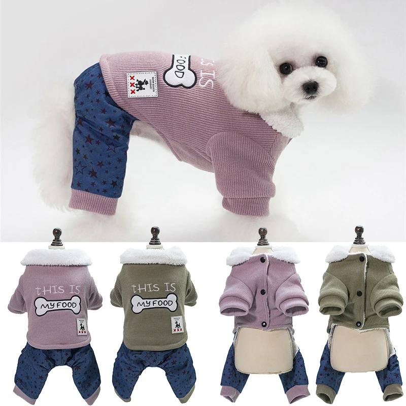 

2018 New Pet Dog Jumpsuit Winter Warm Dog Clothes For Small Dogs Thickened Puppy Outfit Chihuahua Yorkie Coats Jacket For Dogs