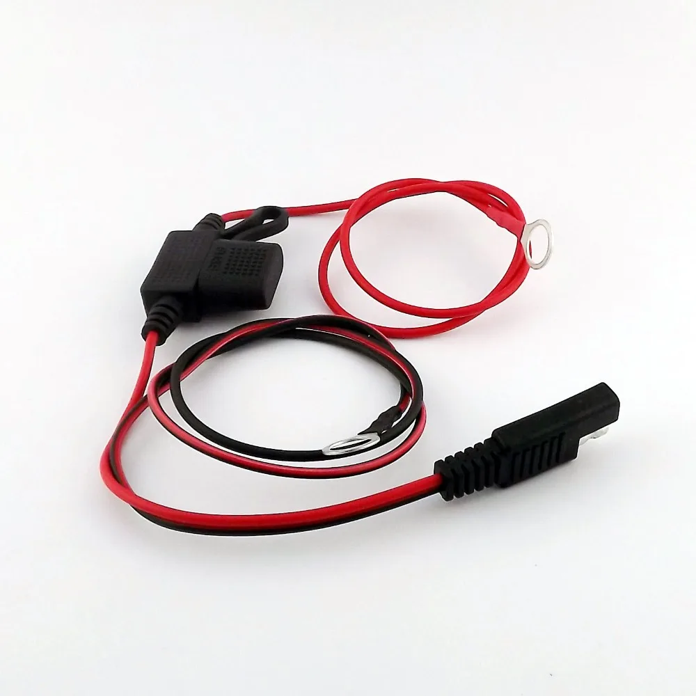 

1x SAE Male Plug 12V Battery Tender Hookup 18AWG DC Power Solar Auto Trailer Cable Cord with Fuse 68cm