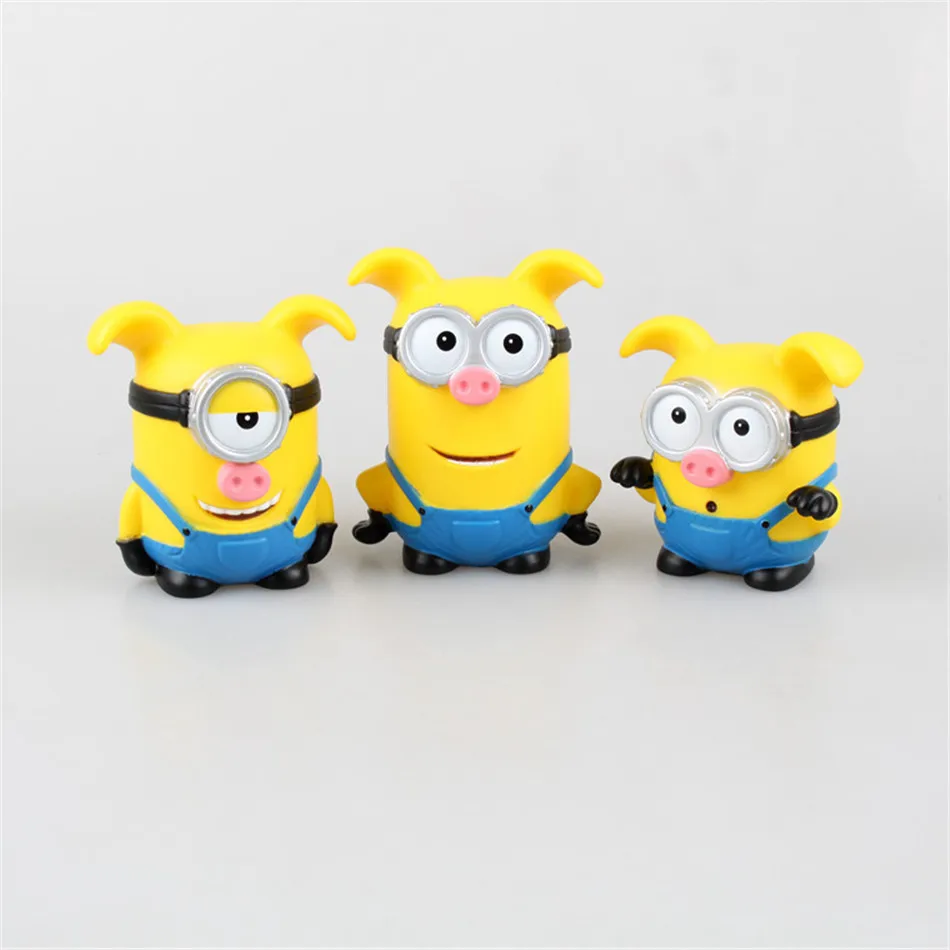 

POP Toy Set 3PCS/set Minions toys yellow doll 3D eyes peluche Minion despicable me 2 Kid Toys Vinyl OPP for Children Gift 0318