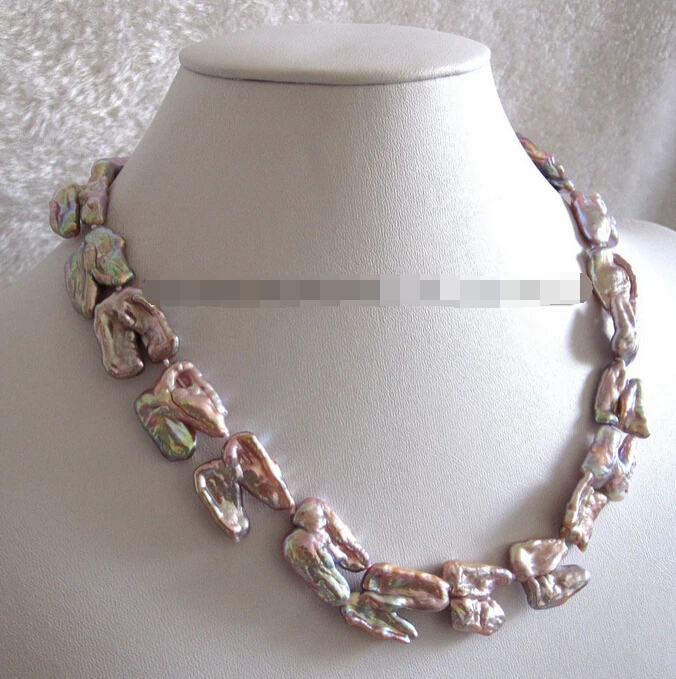 

feel shipping 00090 18" 15-20mm Lavender Biwa Freshwater Pearl Necklace