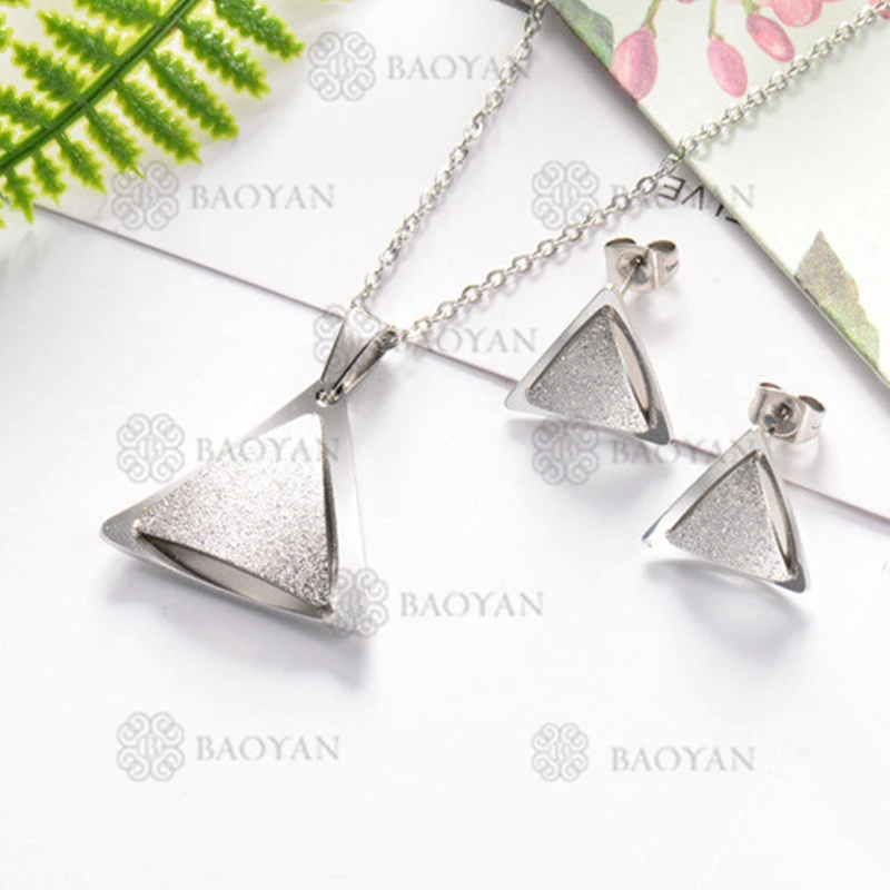 

BAOYAN 316L Stainless Steel Gold Silver Color Simple Geometric Pendant Necklace Earring Jewelry Sets N2
