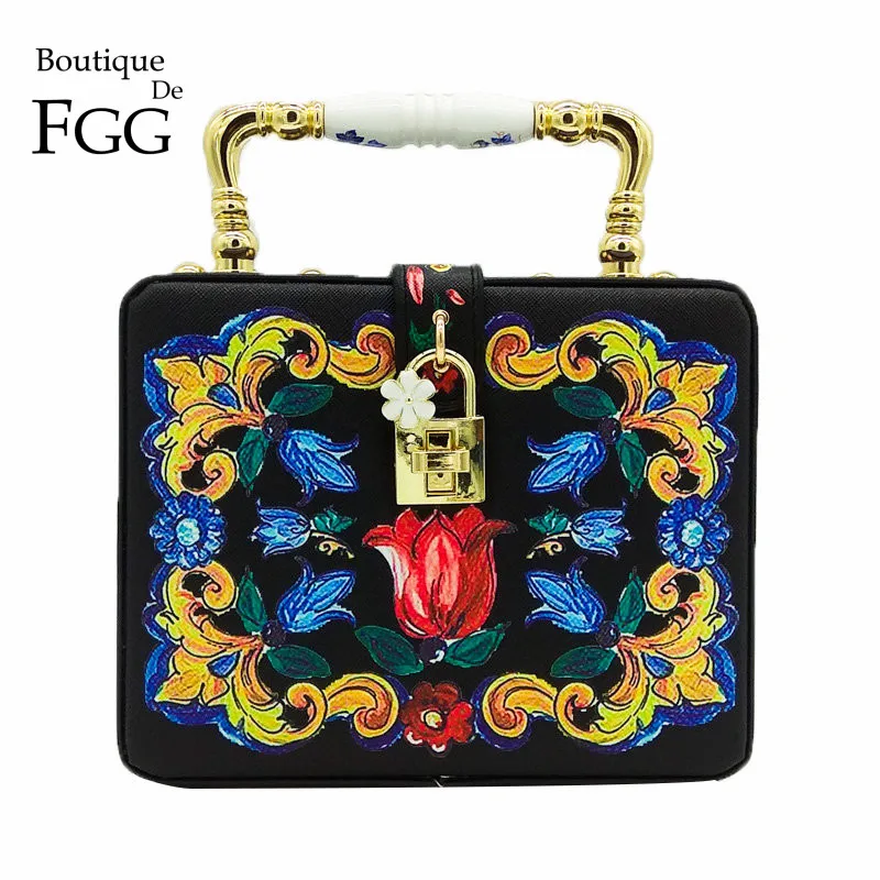 Бутик De FGG керамика Топ Сумочка для женщин цветок сумка-тоут коробка клатч на плечо и через плечо сумки вечерние коктейльные вечерние сумки