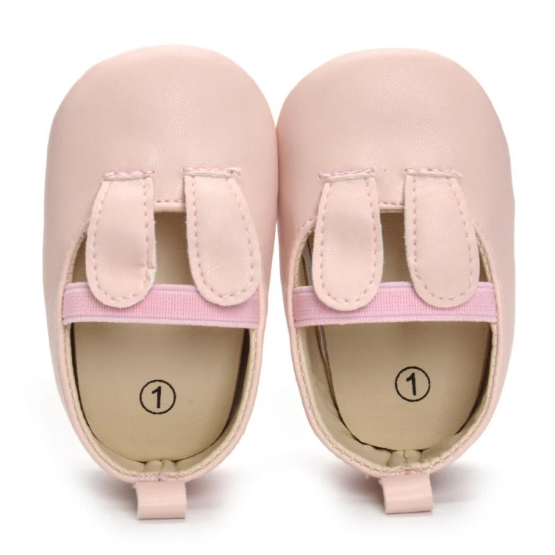 

Baby Girl Cute Rabbit Ear First Walkers Solid Pink Infant Elastic Band Princess Soft Sole Shoes New
