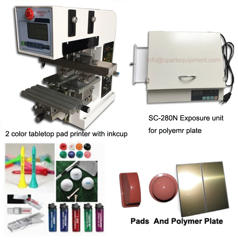 

double color pad printer machine and uv exposure machine and polymer plates