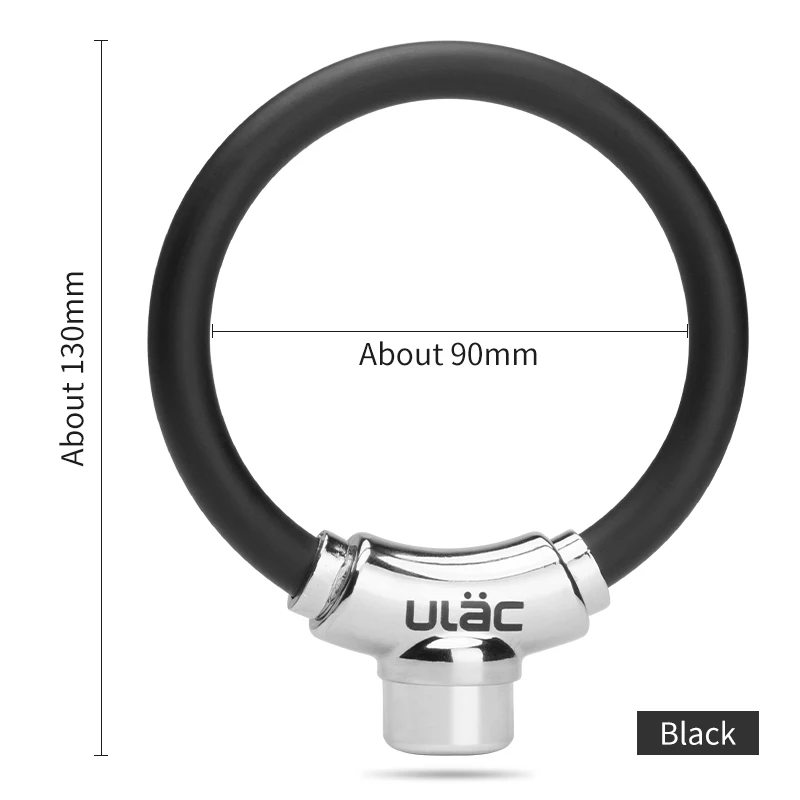 ULAC мини велосипедный замок 2 ключа Универсальный Противоугонный маленький и портативный кольцевой замок Велоспорт MTB велосипед цинковый сплав безопасности кабель замок - Цвет: Black