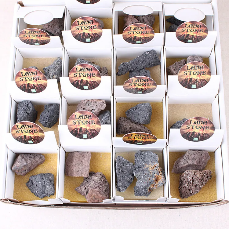 32 коробки/набор натуральные вулканического происхождения минеральные камни вулканический камень образец геологические учебные материалы смешанный образец руды