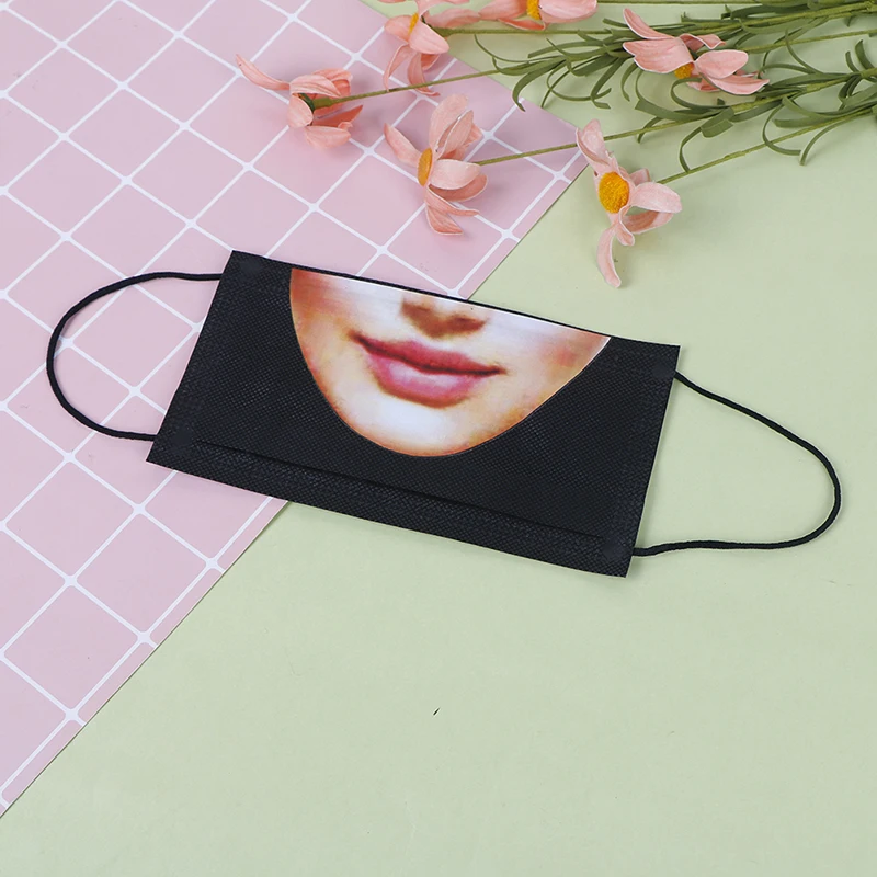 5Pcs Funny Cute 3D Expression Mouth Face Mask Nonwovens Dustproof Mouth Anime Women Face Mouth Mask