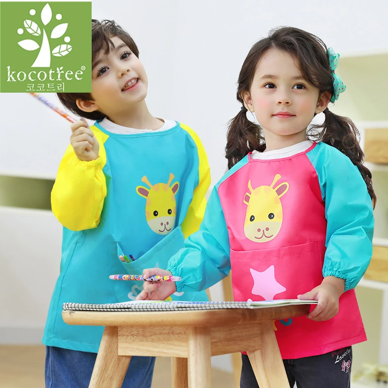 

Cute Cartoon Baby Bibs Long Sleeve Art Apron Animal Smock Children Bib Burp Clothes Soft Feeding Eat Toddler Waterproof Baberos