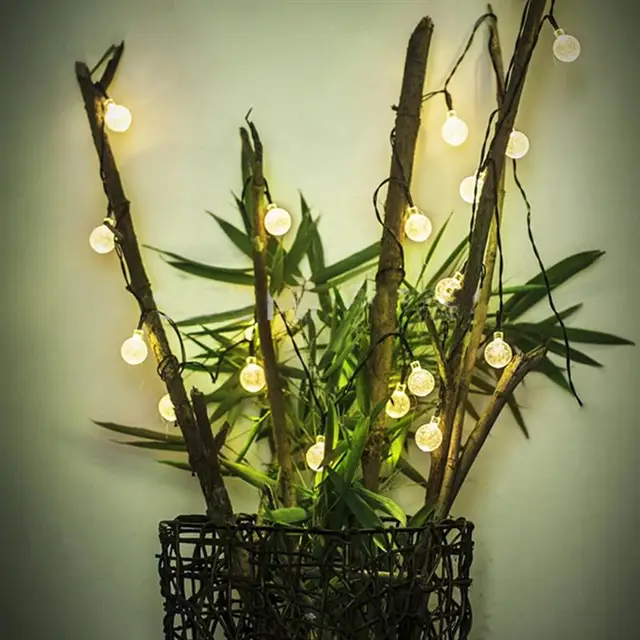 Globe Style 30-LED Solar LED Crystal Ball Globe Fairy Strip Lights For Outside Garden Patio Party Christmas (Warm White)