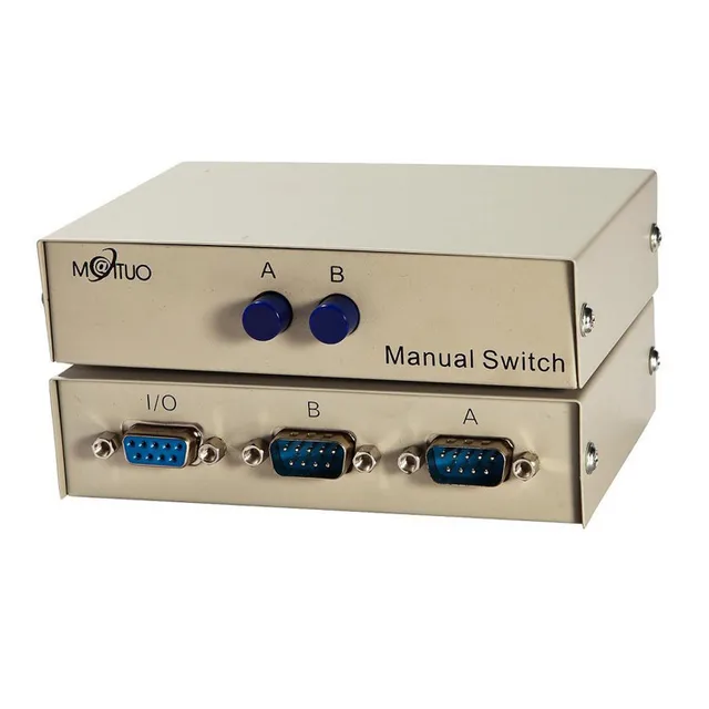 2 Port RS 232C DB9 Manual Switch for PC rs232 serial port switch sharing Splitter device Steel