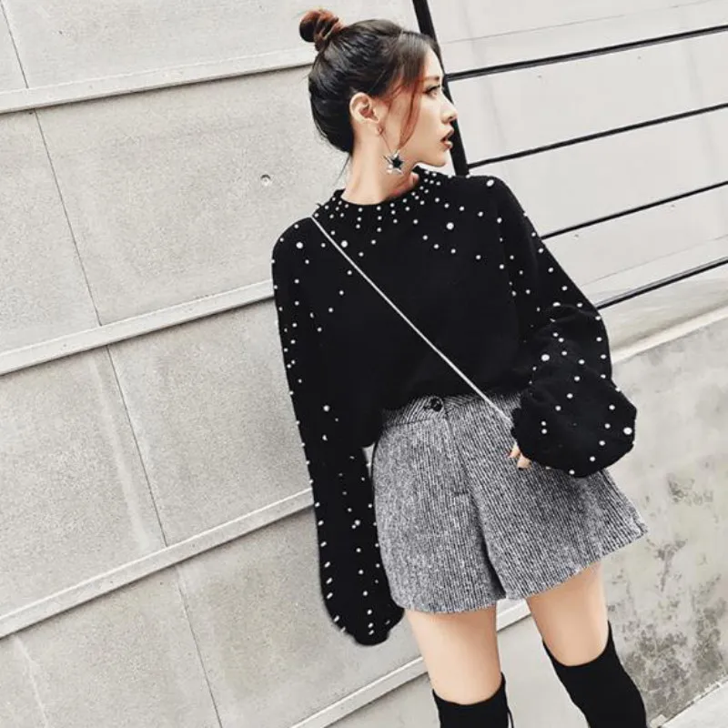 

Black Sweaters Korean Winter Women Sweater Casual Thick Long Sleeve Knitted Pullover Elegant Ladies Thick Top Autumn Blusa LW873