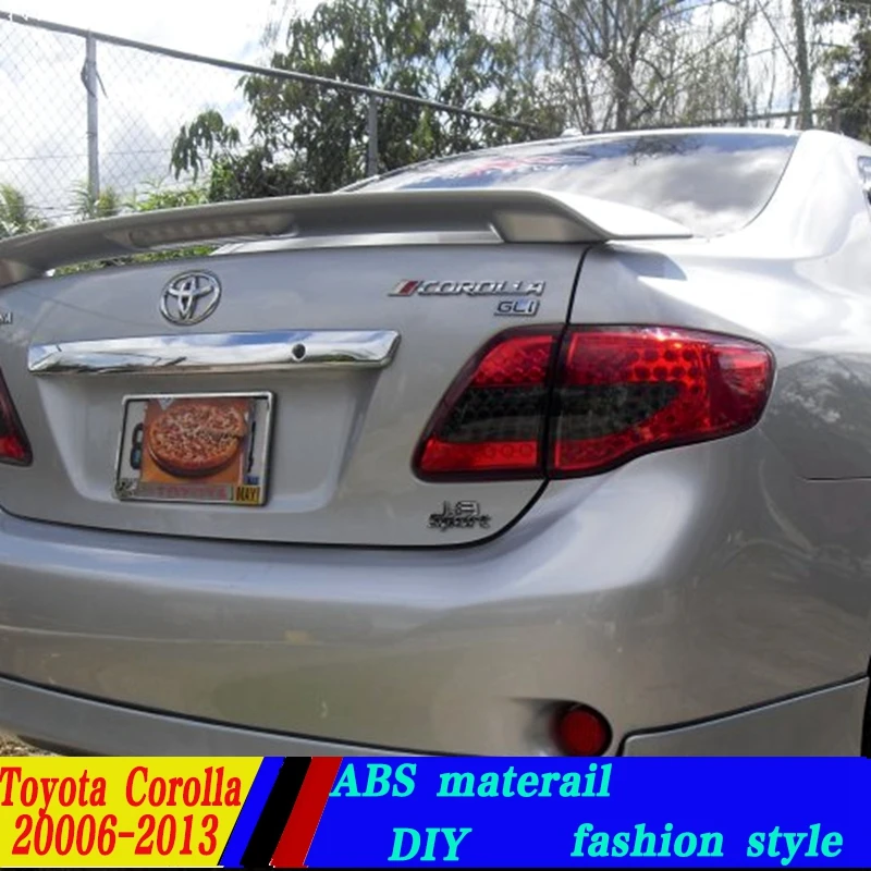 

use for toyota corolla altis spoiler 2006-2013 corolla altis spoiler with light High Quality ABS Material Car Rear Wing spoiler