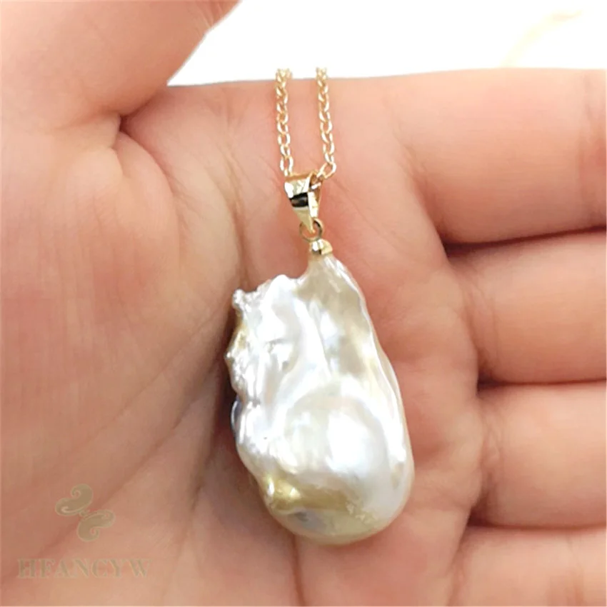 20x28mm Natural Multi-color Baroque Pearl Necklace 18 inches Cultured Diy Hang Accessories Classic Chain Gift Chic Aurora Clasp