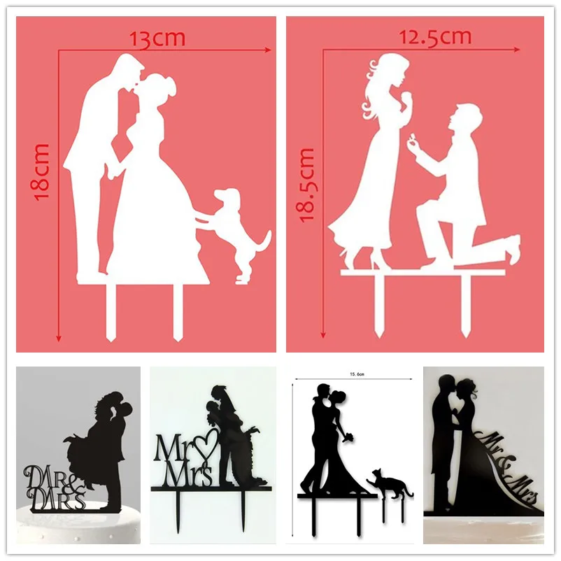Multi Styles Love Family Acrylic Cake Flag Topper Mr & Mrs Bridal Cake Flags For Wedding Anniversary Party Cake Baking Decor