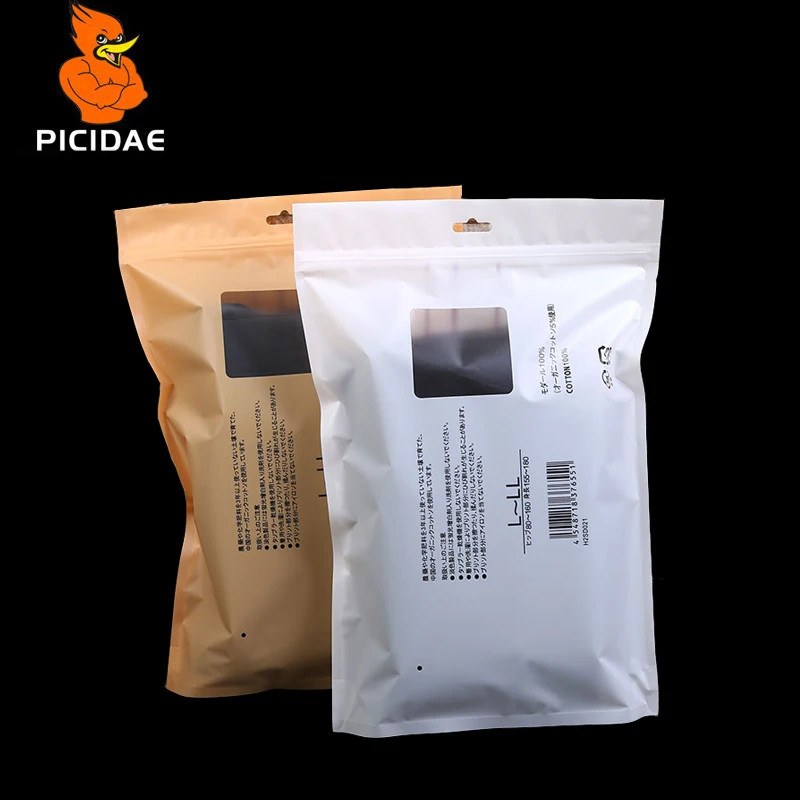 Печать Ziplock Окно Zipper Пластиковая упаковка Мешок Одежда Костяные трусики Цвет