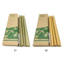 12 шт./компл. 20 см Многоразовые Натуральные Бамбуковые соломинки с щетка для чистки теплые и ледяные холодные напитки кухонные инструменты