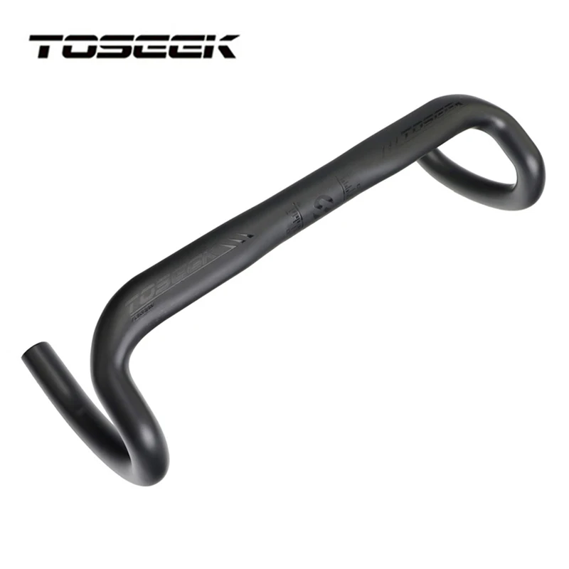 

TOSEEK Carbon Fiber Road Bike Handlebar Black Curved Grooves Drop Handle Bars MTB Bike Bent Bar 31.8*400/420/440mm Bicycle Parts