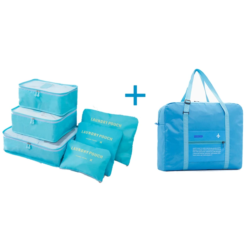 Один набор, дорожная сумка, модная, высокое качество, двойная молния, водонепроницаемая, полиэстер, женская, дорожная сумка, органайзер для багажа, упаковка, сумки, куб