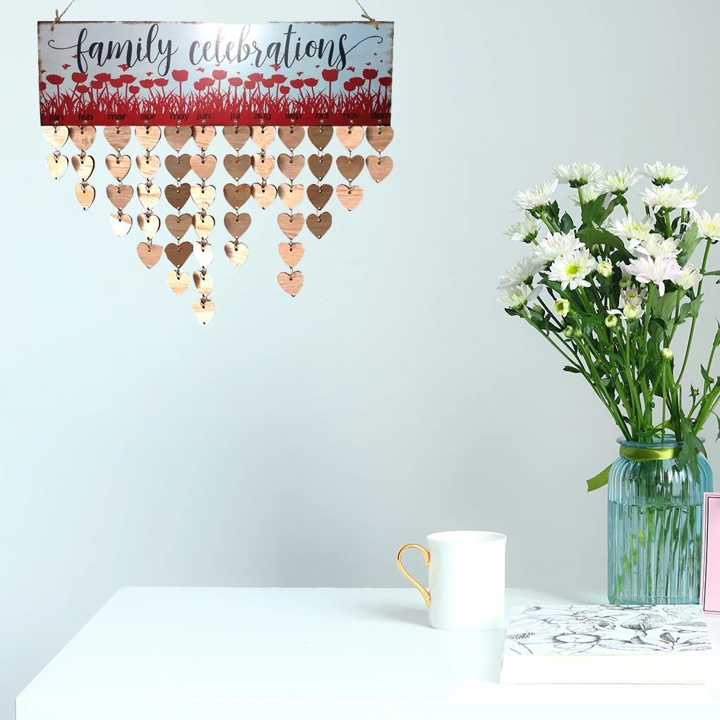 

Colorful Family Celebrations Hanging DIY Wooden Calendar Kalendar Reminder Board Plaque Home Decor Pendant Tag
